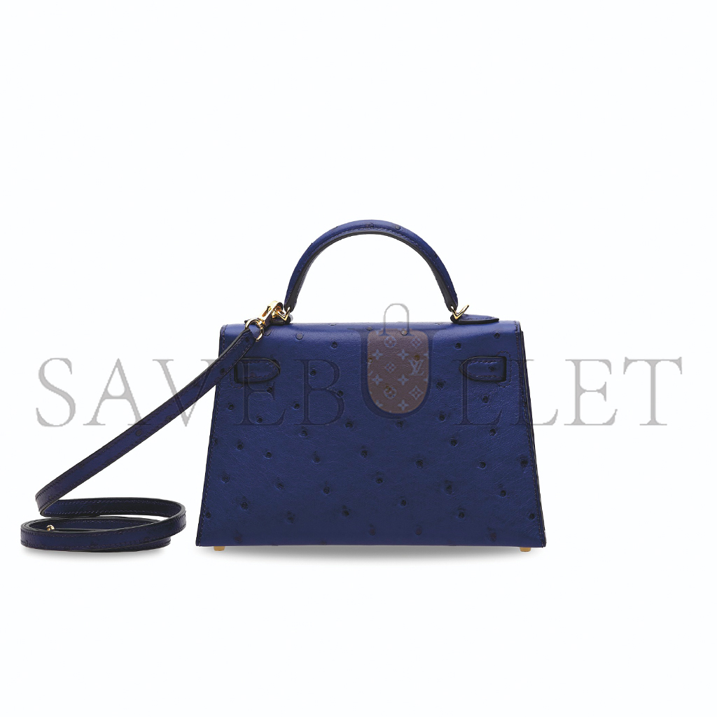 HERMÈS MASTER OSTRICH MINI KELLY 20 II WITH GOLD HARDWARE (19*12*5.5cm)
